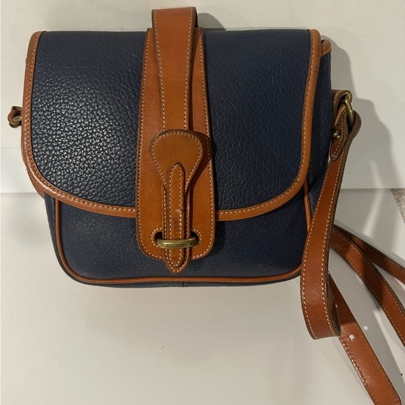 Dooney & Bourke Leather Crossbody Bag Navy Brown Vintage Style Designer Handbag - Picture 4 of 15